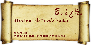 Blocher Árvácska névjegykártya